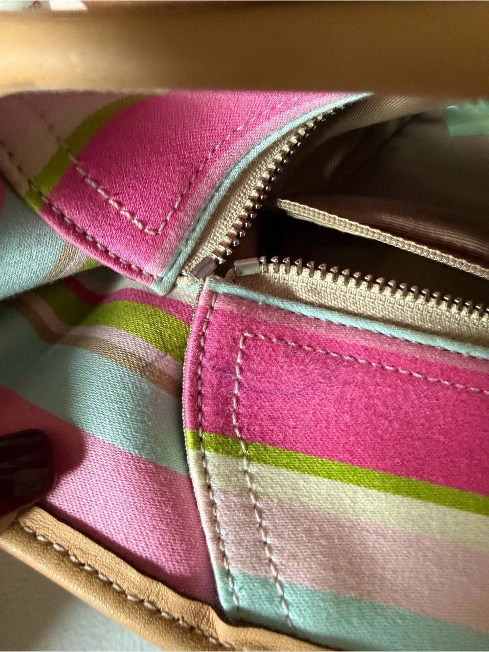 Coach Vintage 2005 Hamptons Pastel Multicolor Stripe Shoulder Tote Bag